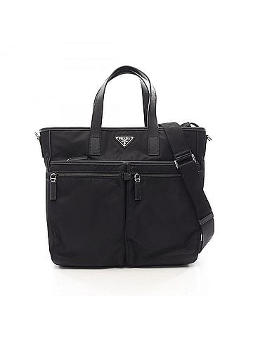 Prada Prada TESSUTO+SAFFIANO 2-Way Tote Bag/Handbag, Nylon &amp; Saffiano Leather, Men's Women's, Black (2VG860) (view 1)