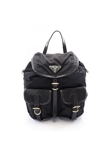 Prada Prada TESSUTO + SOFT CALF Backpack/Handbag, Nylon &amp; Leather, Women's, Black, 1BZ677 (view 1)