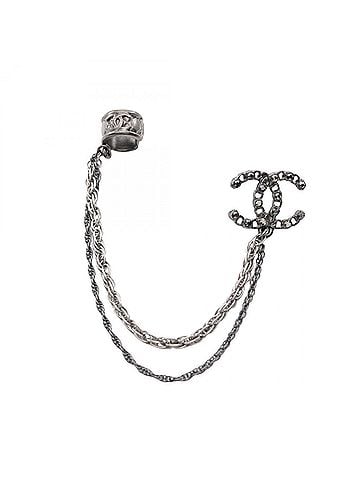 Chanel Chanel Coco Mark Chain Accessory, Metal, Rhinestone, Women's, Silver/Gray Tones (view 1)