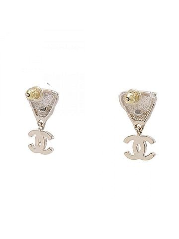 Chanel Chanel B24B Coco Mark Earrings, Gold Plated (GP) Rhinestone Women's, Tone, Clear Tone (view 2)