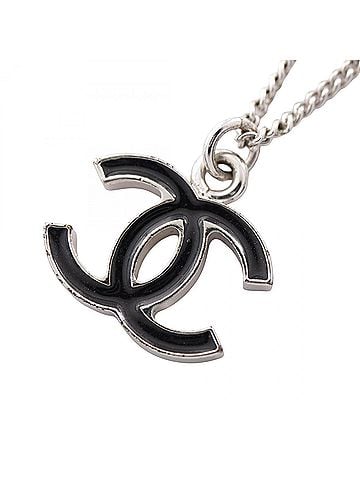 Chanel Chanel CHANEL 05V Coco Mark Necklace Jewelry Metal Women's Silver/Black (view 1)