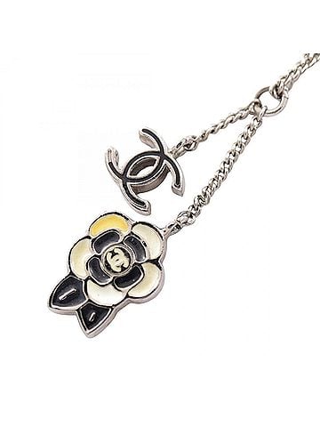 Chanel Chanel CHANEL 05P Coco Mark Camellia Necklace Jewelry Metal Women's Silver Black Ivory (view 1)