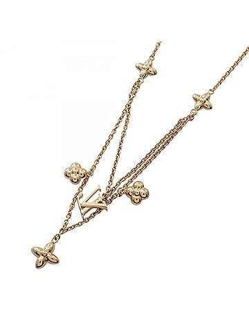 Louis Vuitton Louis Vuitton LV Floragram Necklace Jewelry GP (Gold Plated) Faux Pearl Women's Gold/White M00981 (view 2)