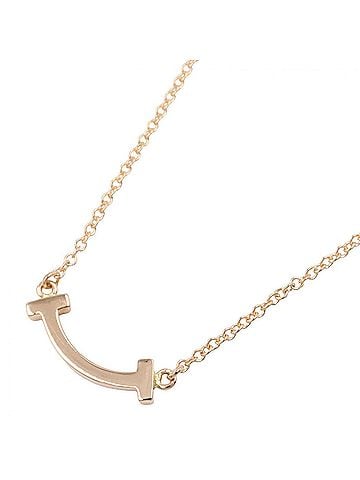 Tiffany & Co. Tiffany &amp; Co. T Smile Mini Necklace, 18K Pink Gold (PG), Women's, Tone, Item Number 62617721 (view 1)