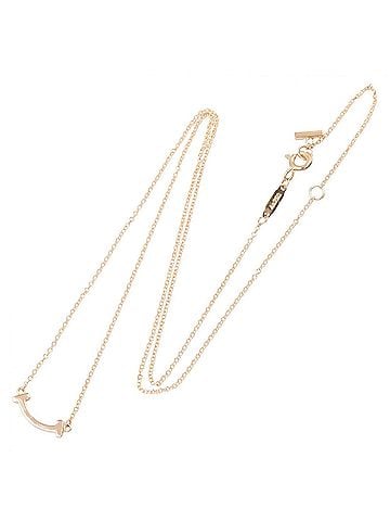 Tiffany & Co. Tiffany &amp; Co. T Smile Mini Necklace, 18K Pink Gold (PG), Women's, Tone, Item Number 62617721 (view 2)