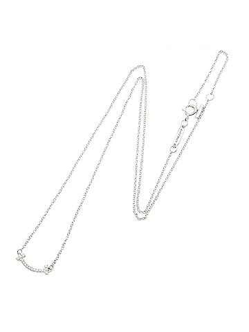 Tiffany & Co. Tiffany &amp; Co. T Smile Mini Diamond Necklace, 18K White Gold (18KWG), Diamond, Women's, Silver/Clear Tone, 62617799 (view 2)