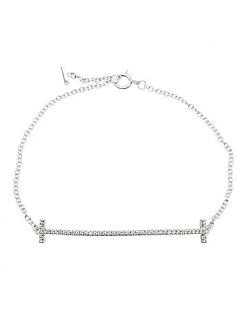 Tiffany & Co. Tiffany &amp; Co. T Smile Diamond Medium Bracelet, 18K White Gold (18KWG), Diamond, Women's, Silver/Clear Tone, 60150744 (view 1)