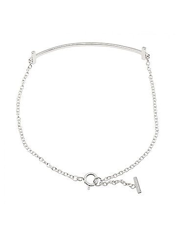 Tiffany & Co. Tiffany &amp; Co. T Smile Diamond Medium Bracelet, 18K White Gold (18KWG), Diamond, Women's, Silver/Clear Tone, 60150744 (view 2)
