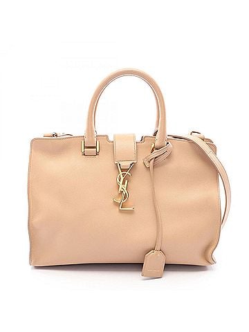 Yves Saint Laurent Yves Saint Laurent Saint Laurent Paris Cabas Small Monogram 2-Way Handbag, Leather, Women's, Beige, 394461 (view 1)