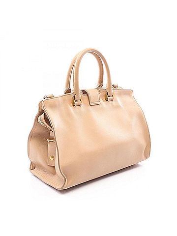 Yves Saint Laurent Yves Saint Laurent Saint Laurent Paris Cabas Small Monogram 2-Way Handbag, Leather, Women's, Beige, 394461 (view 2)