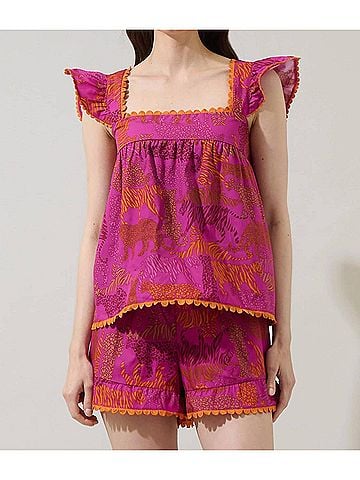 Sugarlips Kareen Square Neck Blouse in Magenta (view 2)