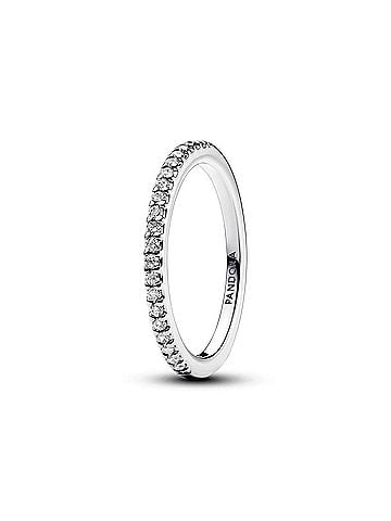 Pandora Women's Simple Sparkling Band Ring Size 8.5 in Silver (view 1)