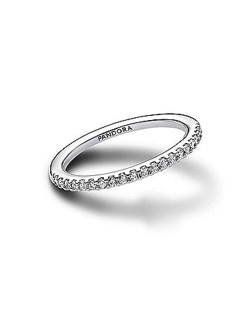 Pandora Women's Simple Sparkling Band Ring Size 8.5 in Silver (view 2)