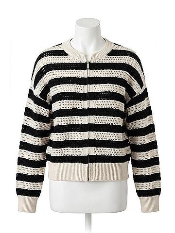 Sanctuary Open Knit Bomber Jacket in Macrame/Black (view 1)