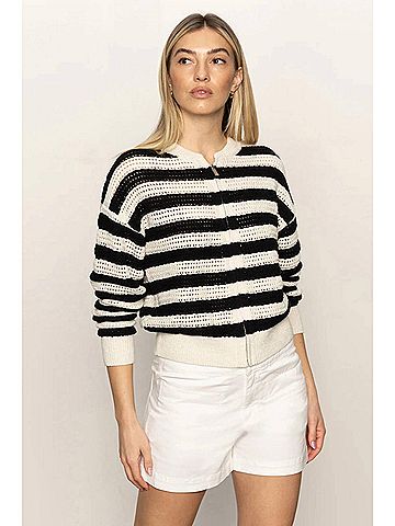 Sanctuary Open Knit Bomber Jacket in Macrame/Black (view 2)