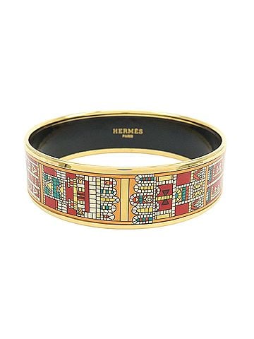 Hermès Caleche Bangle Enamel Gold Gold_Plated Bracelet Jewelry (view 1)