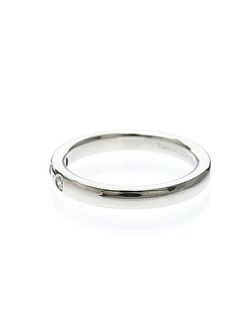 Tiffany & Co. Elsa Peretti 3 Diamond Stacking Band Platinum Silver Platinum Ring Jewelry (view 2)