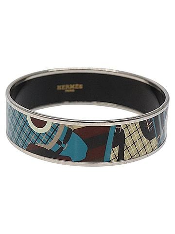 Hermès Caleche Bangle Enamel Blue Metal Bracelet Jewelry (view 1)