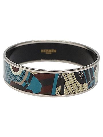 Hermès Caleche Bangle Enamel Blue Metal Bracelet Jewelry (view 2)