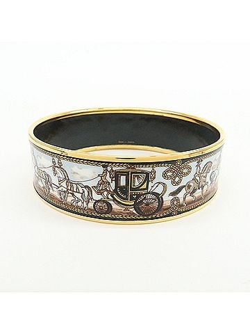 Hermès Caleche Bangle Enamel Gold Gold_Plated Bracelet Jewelry (view 2)