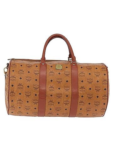 MCM Vicetos Logogram Boston Brown Leather Travel Bag Bag (view 1)