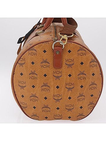 MCM Vicetos Logogram Boston Brown Leather Travel Bag Bag (view 2)