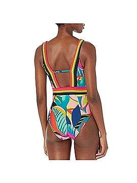 Trina Turk Rainforest Plunge Hi Leg One Piece One Piece Swimsuit (view 2)