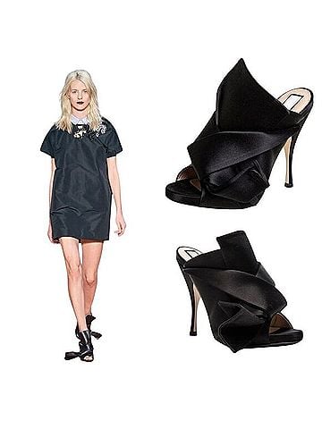 No. 21 Knotted Origami Bow Satin Peep-Toe Mules Mule/Clog (view 2)