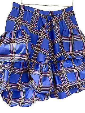Maeve Blue Plaid Tiered A-Line Skirt Formal Skirt (view 1)