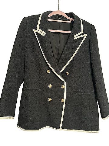 Express Black Double-Breasted Blazer with White Trim Jacket (view 2)