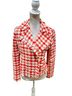 Ann Taylor Checkered-gingham Houndstooth Red White Jacket Size S - photo 2