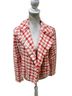 Ann Taylor Checkered-gingham Houndstooth Red White Jacket Size S - photo 3