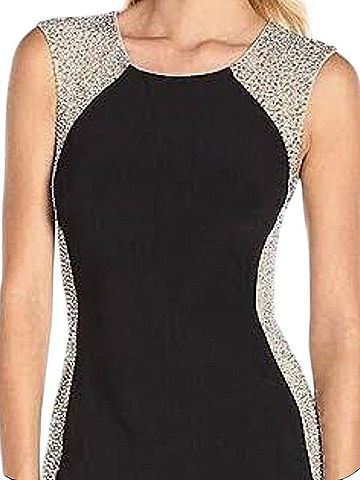 Xscape Black Caviar Beaded Illusion Side Panel Gown Cocktail Dress (view 2)