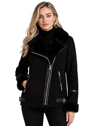 Ralph Lauren Faux Shearling Moto Jacket Jacket (view 1)