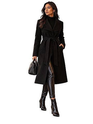 Cole Haan Slick Belted Long Coat Coat (view 1)