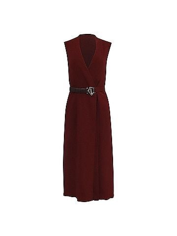 Victoria Beckham Victoria Beckham Stretch Midi Dress in Burgundy Red Viscose (view 1)