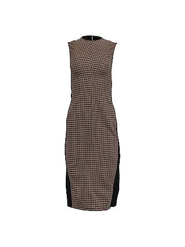 Victoria Beckham Victoria Beckham Sleeveless Darted Midi Dress in Brown Wool (view 1)