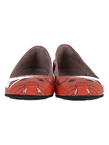 Marc Jacobs Marc Jacobs Mouse Print Ballet Flats in Orange Patent Leather (view 2)