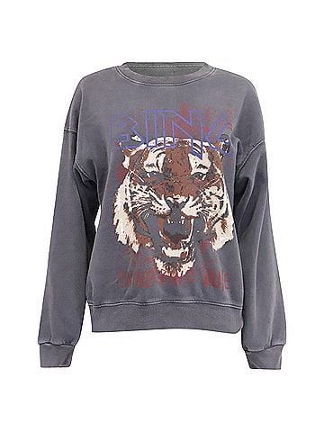 Anine Bing Anine Bing Graphic Print Sweatshirt in Grey Cotton (view 1)
