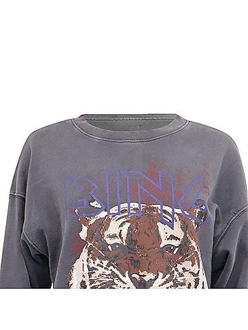 Anine Bing Anine Bing Graphic Print Sweatshirt in Grey Cotton (view 2)