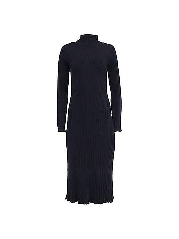 Proenza Schouler Proenxa Schouler Ribbed Mock-Neck Knit Midi Dress in Black Viscose (view 1)