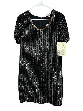 Boston Proper Stripe Sequin Shift Cocktail Dress (view 1)