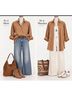 Oleg Cassini 100% Polyester Brown Button-Down Shirt Size L - photo 6