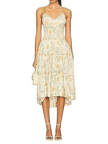 Free People Adriel Tie Strap Tiered Midi Dress Casual Dress (view 1)