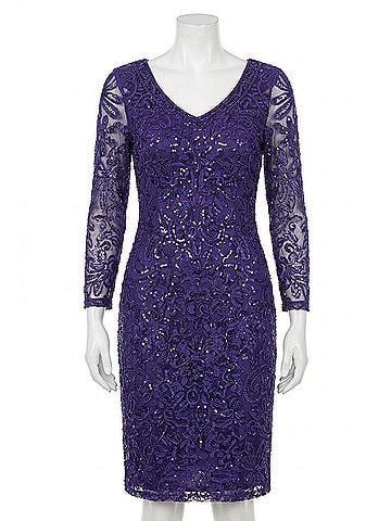 Sue Wong Soutache Embroidered Short Evening Dress in Sapphire (view 1)