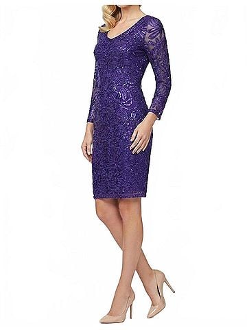 Sue Wong Soutache Embroidered Short Evening Dress in Sapphire (view 2)