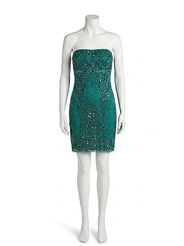 Sue Wong Scalloped Gem Strapless Mesh Dress in Jade (view 1)