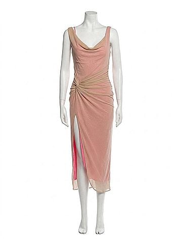Amanda Uprichard Women's Aliana Dress in Tan/Hot Pink (view 1)