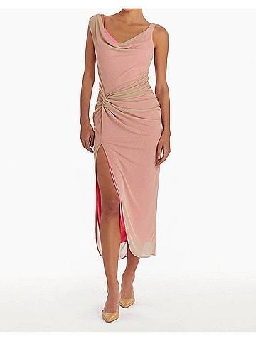 Amanda Uprichard Women's Aliana Dress in Tan/Hot Pink (view 2)