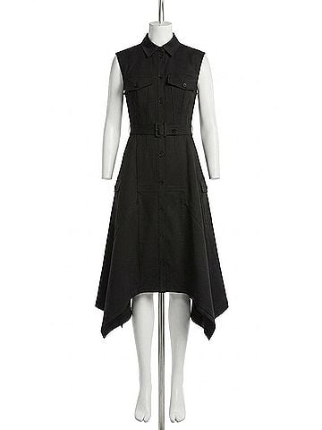BCBGMAXAZRIA Taffeta Twill Midi Dress in Black (view 1)